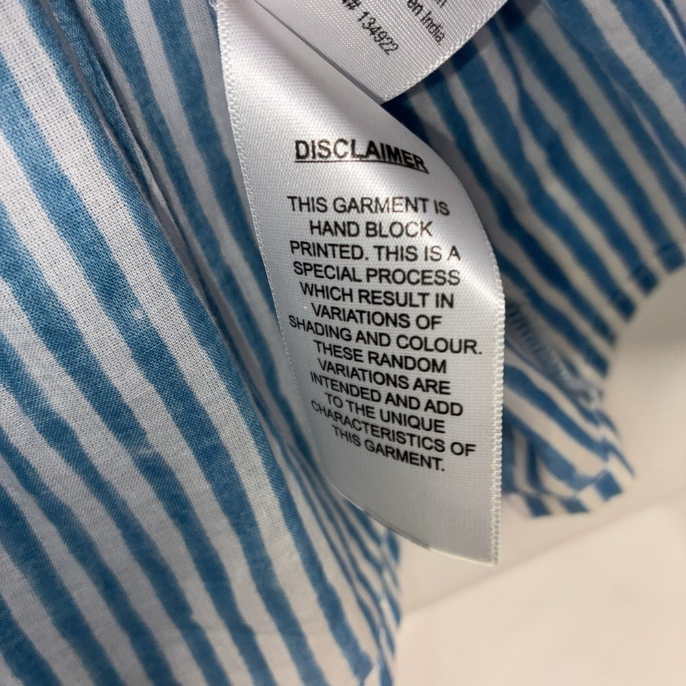 India Collection Emerson Fry Isla Dress Sunday Stripe Blue White Tiered Mini XS - Picture 4 of 8
